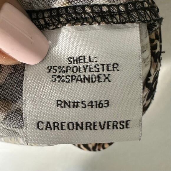 Calvin Klein Leopard Animal Print Split Sleeve knit Blouse Size Large - Picture 6 of 8